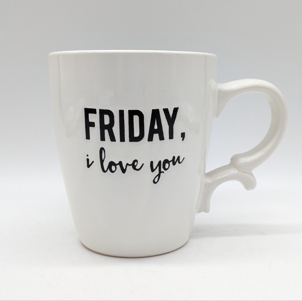 TAG White Black Friday I Love You Ceramic Heart Accent Interior Coffee Mug